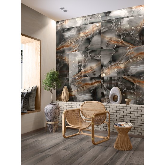 Πλακάκι Black Onyx Full Lappato 60Χ120 Μαύρο Γυαλιστερό